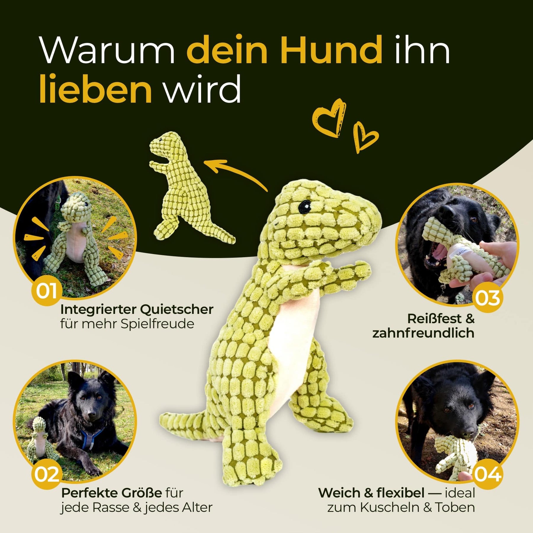 Hundpur® Plüschtier Dino